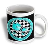 Janna Salak Designs Roller Derby - Derby Chicks Roll With It Aqua Blue Roller Skate and White - Mugs