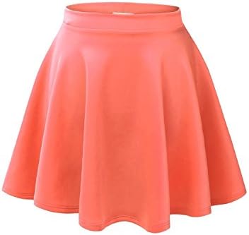 Kavi Pik Womens Basic Versatile Stretchy Flared Skater Skirt CDA_NEON_CORAL XX-Large