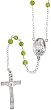 Sterling Silver 30 inch Rosary Necklace w/ 6mm Natural Peridot Beads, Blessed Virgin Mary & Sacred Heart of Jesus Rosary Center