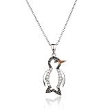 Sterling Silver Cubic Zirconia Penguin Pendant by Cheline, 18