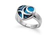 Heart Stainless Steel Women's Ring with blue resin inlay