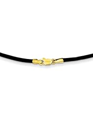 14k 2mm 16in Black Leather Cord Necklace, Best Quality Free Gift Box Satisfaction Guaranteed