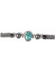 Sterling Silver Turquoise w/Black Mother of Pearl Bracelet 7.5"