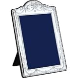 18 X 13cm British Antique Frame Blue Velvet Back In Sterling Silver By Carrs Of Sheffield