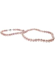 HinsonGayle AAA Handpicked Ultra-Luster 6.5-7.0mm Naturally Pink Cultured Pearl Necklace (Sterling Silver, 18")