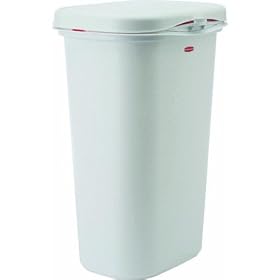 Rubbermaid FG5L5800WHT Touch Top With Linerlock Wastebasket