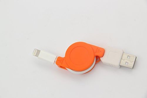 Dino Cable for Apple Iphone 5, 5s, 6, 6 Plus, Ipad Retractable Sync & Charger Cable for Travel Cable Tangle-free (Orange)