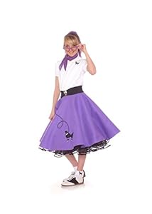 Hip Hop 50s Shop 7 Piece Child Poodle Skirt Outfit, Size 12 Purple
