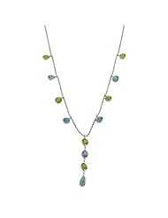 3 Cttw Peridot Blue Topaz 14 Karat White Gold Beads Necklace (16 inch)