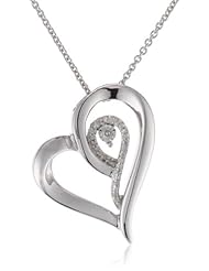 Sterling Silver Diamond Heart Pendant Necklace (0.05 cttw, I-J Color, I2-I3 Clarity), 18"