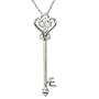10k White Gold White Sapphire Key Pendant, 18''