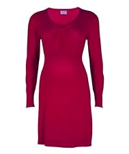 Knitted long-sleeve bow dress - red