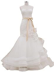 Tulle Sweetheart Mermaid Lace   Dress With a Ribbon  and a Sash  and Ruffles