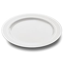 MOZAIK 20 White Silver Rim Plastic Plates 23cm