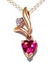 1/2ct Lab Ruby Heart and Diamond Gold Pendant Necklace