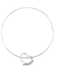 Sterling Silver Engraved "Promise" Open Heart Bangle Bracelet