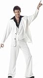 Mens White Outfit Retro 70s Disco Dancer Costume White Suit Saturday Night Fever Attire