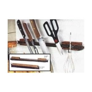 Magnetic Knife Holder (Oak w  Nickel Plating) (18L) by All Magnetics, Inc,