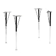 HON&reg; Adjustable Tapered Steel Legs, 20" to 29" High, Black/Chrome, 4/Set
