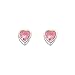 .925 Sterling Silver Rhodium Plated 5mm October Birthstone Heart Bezel CZ Solitaire Basket Stud Earrings for Baby and Children & Women with Screw-back (Pink Tourmaline, Light Pink)