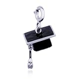 Platinum Plated Sterling Silver Graduation Cap Charm