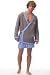 Spa Uniforms - The Cabana Coverup Robe (Medium/Large, Smoked Pearl (deep gray)/Blue Trim)
