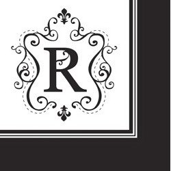 Monogram Black & White Cocktail Napkins - R
