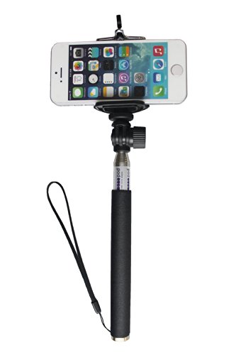 UFCIT(TM) Extendable Self Portrait Selfie Handheld Stick Monopod Pod For iPhone Samsung camera with 1/4 inch Screw Hole (New Black)