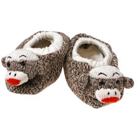 Sock Monkey Slippers - medium (Size 4)