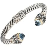 Blue Topaz Cuff in 14k and Sterling Silver
