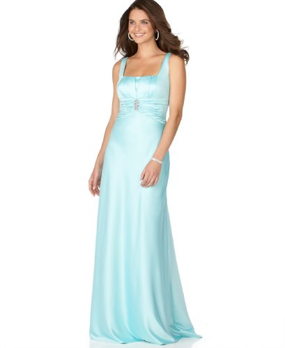 Calvin Klein Dress, Scoop Neck Brooch Detail Gown Mint 6