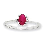 14k White Gold Diamond & Ruby Birthstone Ring