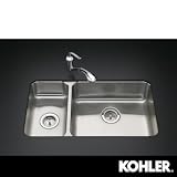 KOHLER K-3352-L-NA Undertone High/Low Undercounter Kitchen Sink