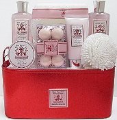 Bain D'esprit Affluiana Bath Collection 10 Piece Gift Tote - Peony in Bloom - Health and Beauty