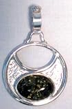 Cresent Moon With Green Amber Stone