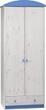 Steens 1781010244 Kleiderschrank Harry 186 x 78 x 51 cm white wash Kiefer massiv und blau MDF
