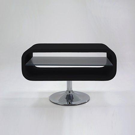 TV-Tisch Omega Lounge Couchtisch SATURN, Schwarz Hochglanz, 80cm mit Glas