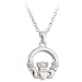 Lucky Rhodium Claddagh Pendant Necklace - Made in Ireland