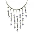 Tanzanite & Diamond Drop Necklace Dangling in 14K White Gold