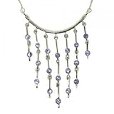 14KT White Gold Dangle Drop Tanzanite Diamond Necklace