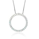 Sterling Silver Created Opal Open Circle Pendant