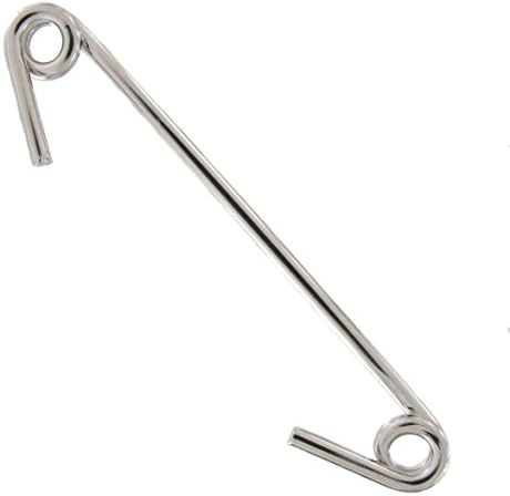 Made in USA Open Safety Pin Style Eyelet Collar Pin Bar Mens 2" Silver Tone Ky and Co