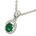 Oval Emerald(.26ct) & Diamond(.06ct) Pendant on Chain