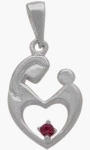 10K White Gold Rhodolite Mother & Child Pendant with chain