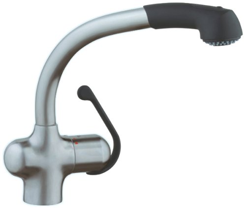GROHE 33 759 KD0 Ladylux Plus Pull-out Kitchen Faucet, Stainless Steel/Black