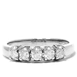 14K White Gold Ring .50CT Round Natural Diamond Wedding Anniversary Band 14KT