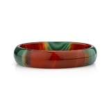 Orange and Green Dyed Agate Bangle Bracelet