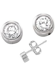 Ann Harrington Jewelry 14k White Gold 1/2 Ct Tw Diamond Stud Bezel Earrings