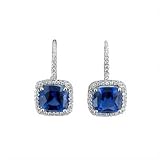 3.18ct Sapphire & Vs Diamond Hoop Earrings 14k Gold