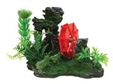 Vase or Fish Tank in Clear Etched Glass with Rose Pattern